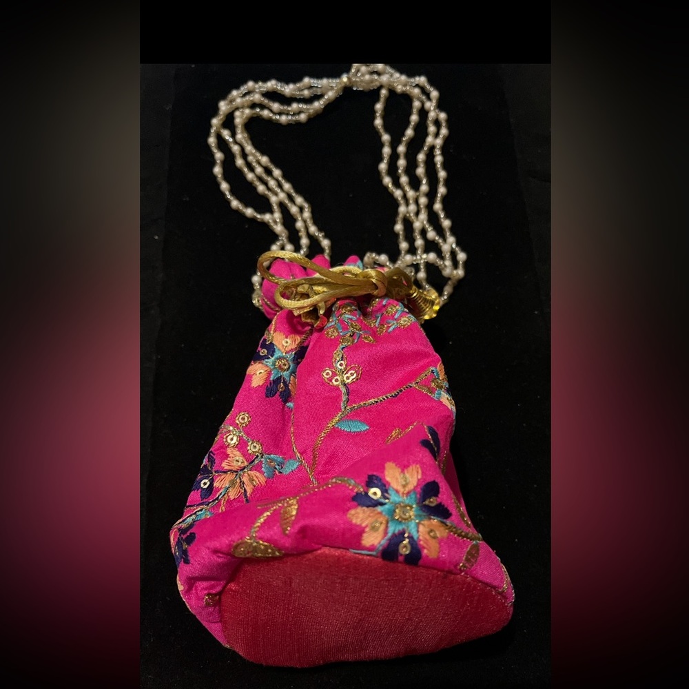Floral Pink Drawstring Bag